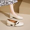 French shallow mouth square head single shoes women's 2025 summer new versatile medium thick heel Mary Jane shoes small leather shoes women