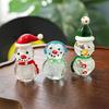 Holiday Miniature Glass Snowman Reindeer Santa Sculpture Tabletop Shelf Decoration For Christmas Display Party Gift