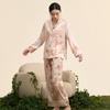 New 100% Mulberry Silk Noble Fashion Printed Home Clothing Set for Women's Silk Sleepwear, Mother's Gift