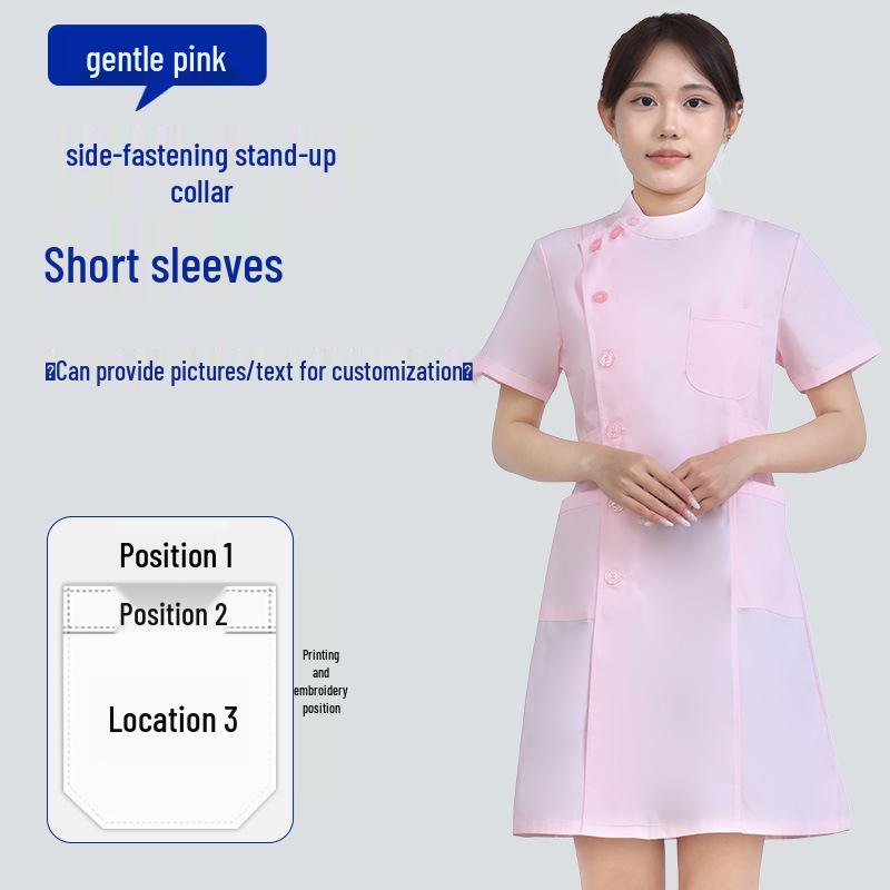 Unisex Saint Snowland Peter Pan Collar Doctor's White Coat - Long Sleeve for Dental & Hospital Professionals