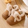 Модные женские зимние пушистые тапочки для дома, теплые комнатные туфли, милые мультяшные ушки, мягкий мех, нескользящие, для дома, улицы, повседневной ходьбы, хлопковые туфли