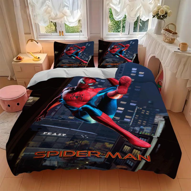 Spiderman City Hero Print 3Pcs Bedding Setduvet Cover With 2 Bedropillowcase Home Birthday Gift