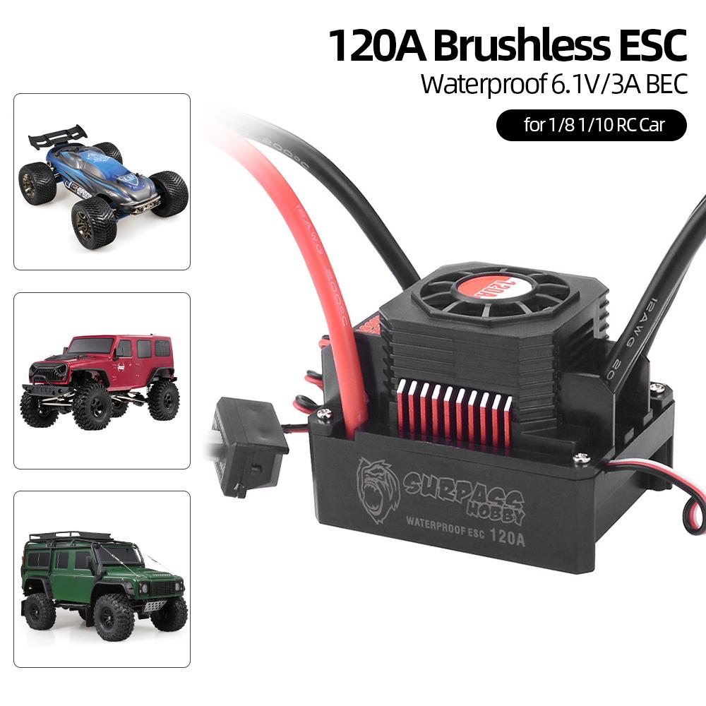 120A Brushless ESC Waterproof Electric Speed Controller for 1/8 1/10 RC Truck Car