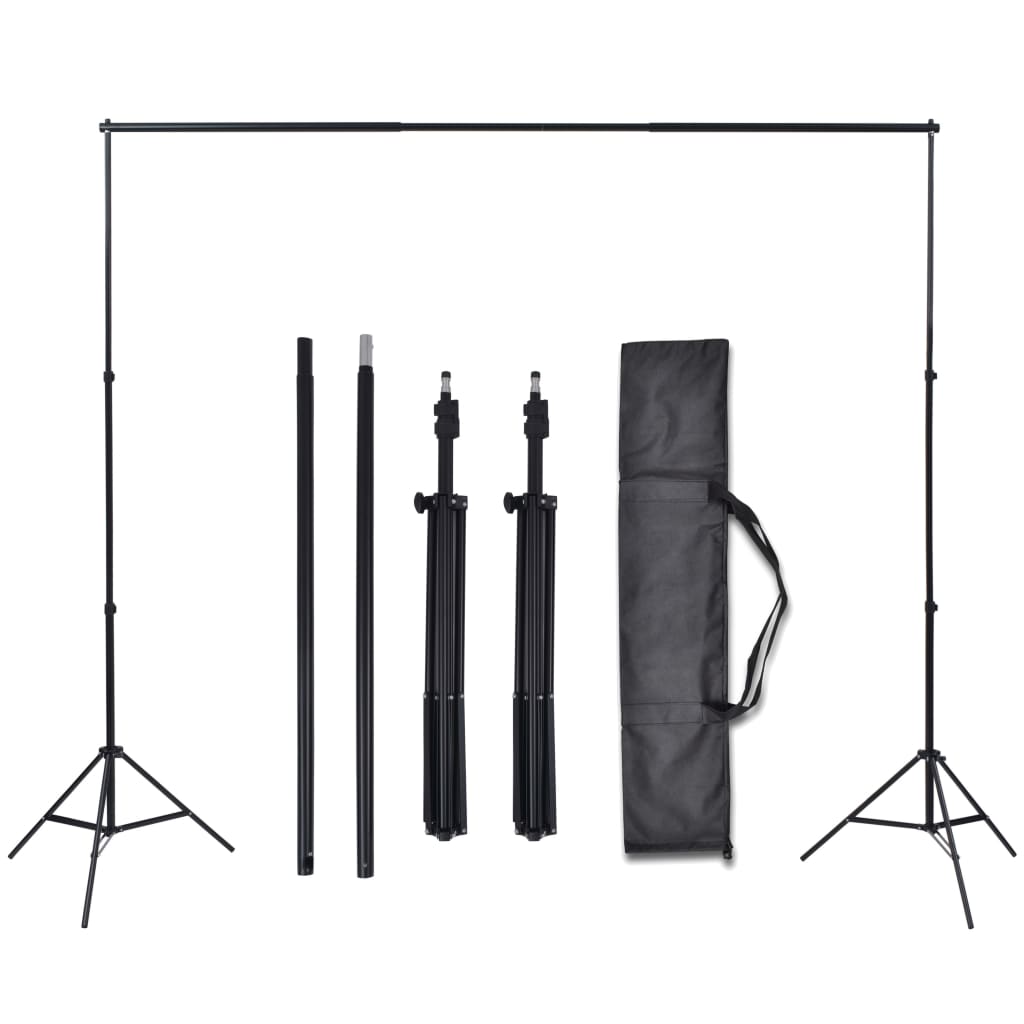 Photo Studio Set 3 Cotton Backdrops with Adjustable Frame 3x5 m