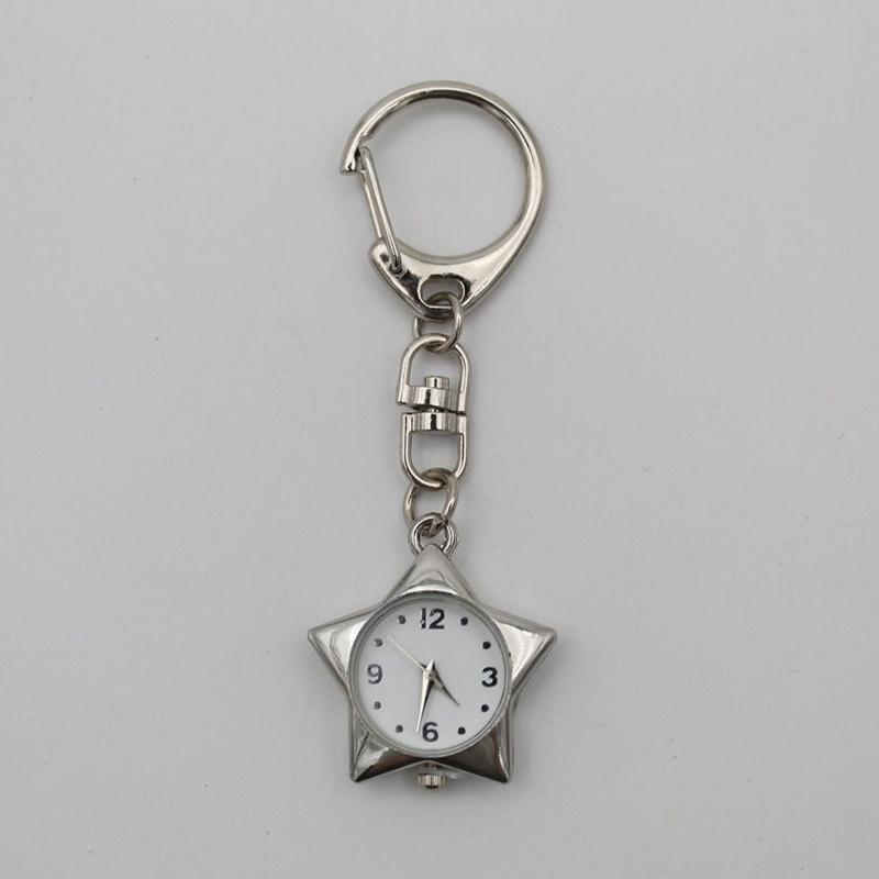 Star Pocket Watch Clock Keychain Zinc Alloy Trinkets Bag Charms Original Design Creative Pendant