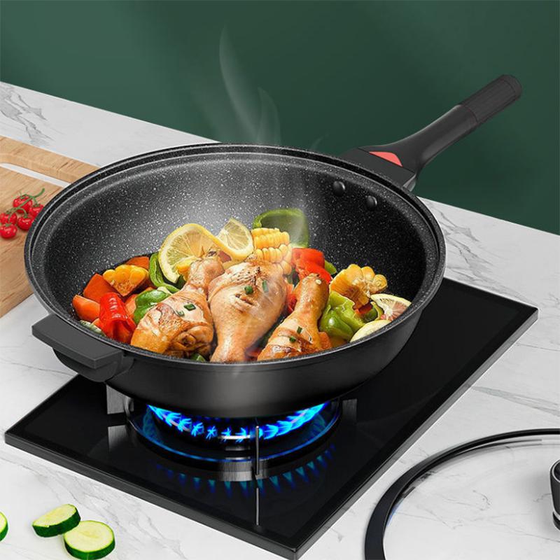Maifan Stone, антипригарная сковорода вок с микродавлением, бытовая сковорода для приготовления пищи, многофункциональная газовая плита, индукционная плита, общая