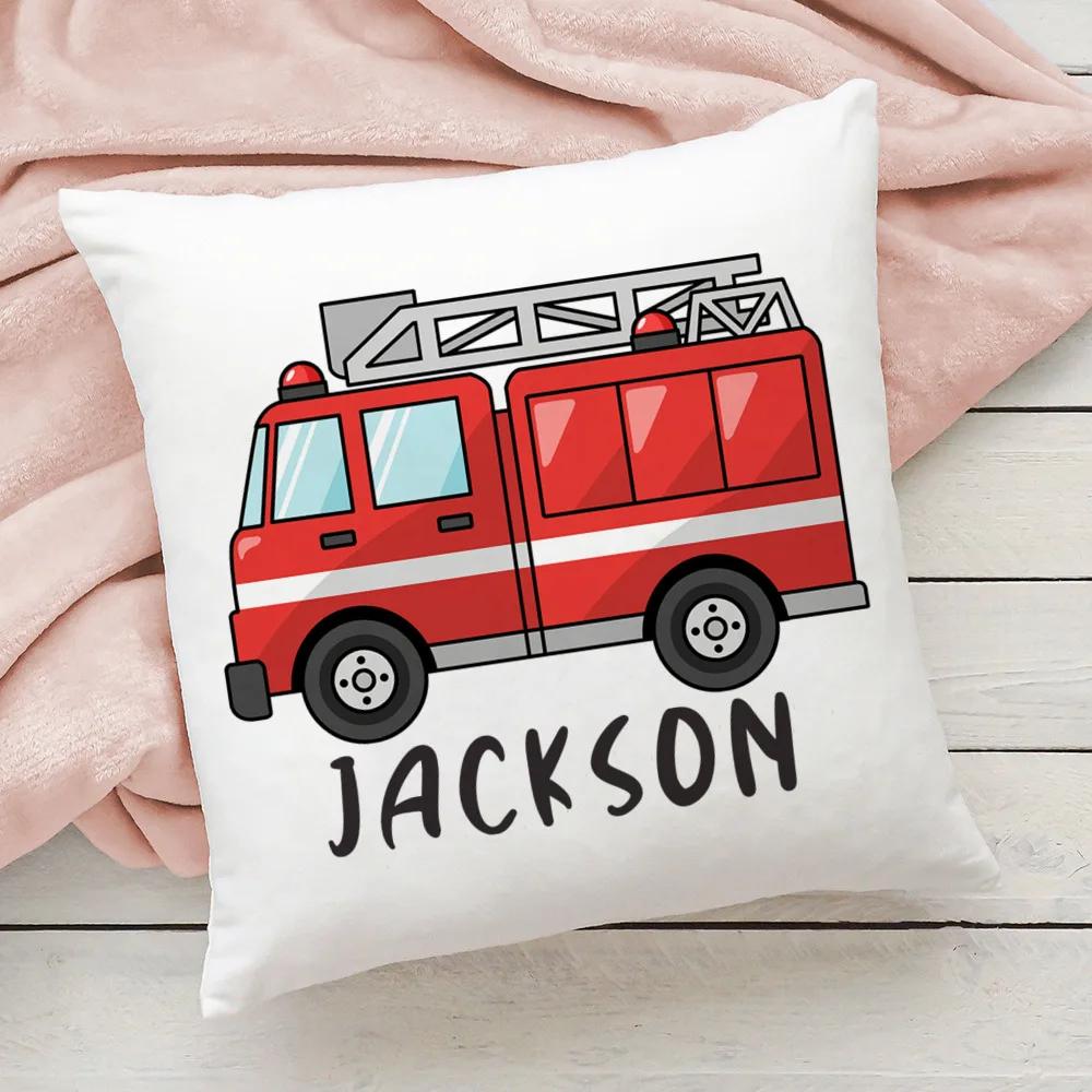 Персонализированная наволочка Пожарная машина с именем Наволочка для защиты от пыли Детская наволочка для декора спальни Лучшие подарки на день рождения для детей