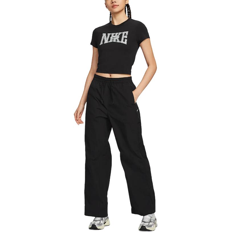 Nike Спортивная женская укороченная футболка приталенная HQ1710-010