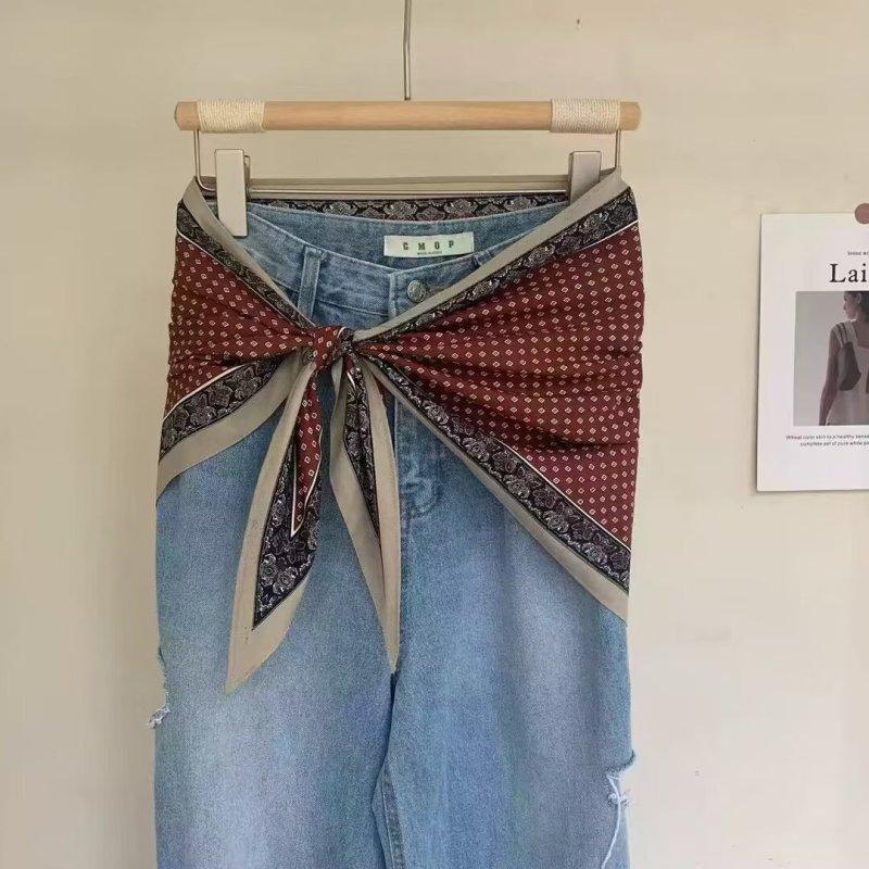 Retro simple and versatile big triangle scarf women's spring summer high-end feeling bag headscarf scarf shawl fart curtain decoration