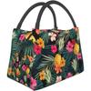 Palm Leaves Hibiscus Lunch Bag Reusable Portable Insulated Tropical Pineapples Fruit Large Lunch Box Tote Bag for School Office