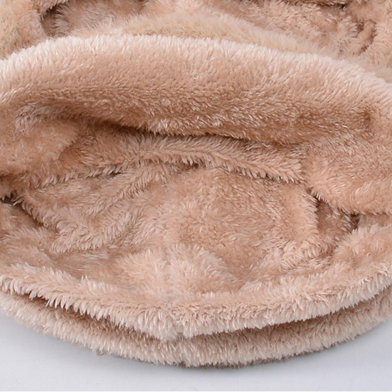 Winter Velvet Cap Scarf One-body Knit Cap Women Cycling Ear Protection Warm Wool Pullover Cap Outdoor Ski Cap Beanies