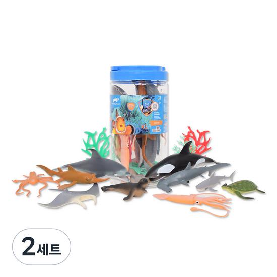 Фигурка морского животного Animal Planet, тонкое круглое ведро, набор из 13 предметов, 2 комплекта, популярные игрушки в Корее