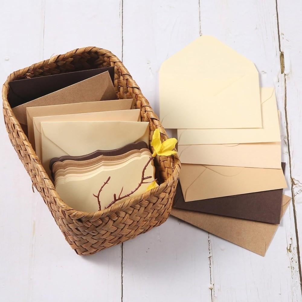 50Pcs With Envelope Greeting Card Wave Edge Invitation Cards Envelope Mini Gift Card  Party Use