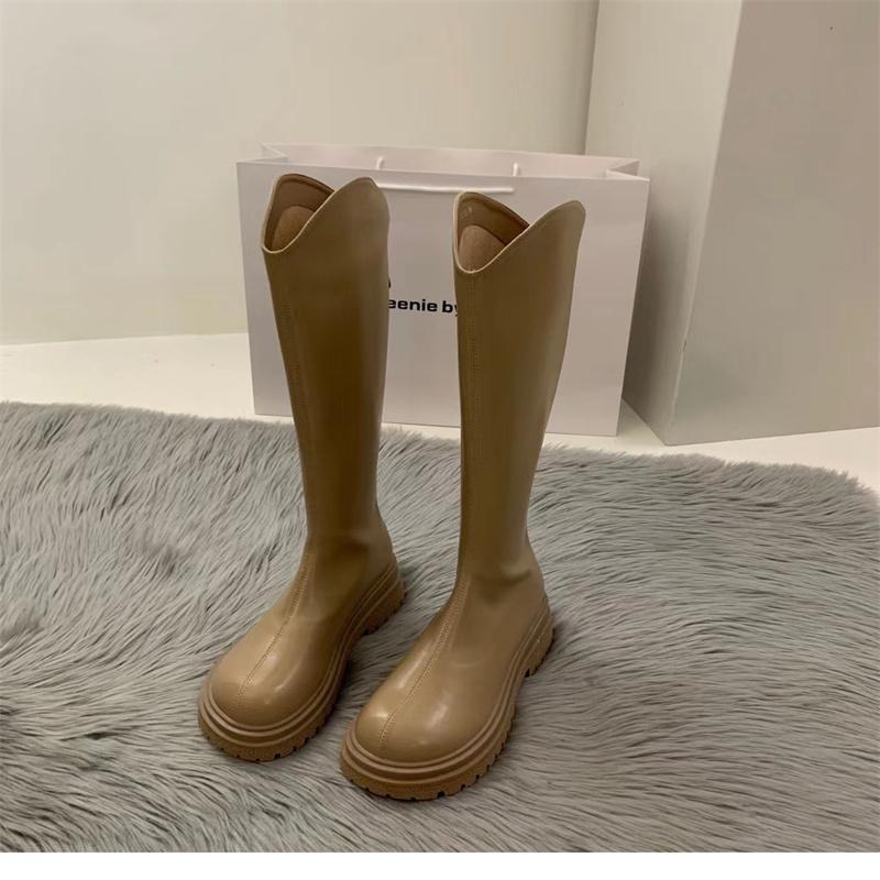 2024 Slim Woman High Boots Fashion Women Knee-High Boots High Heel Women's Shoes Winter Soft Leather Long Boots