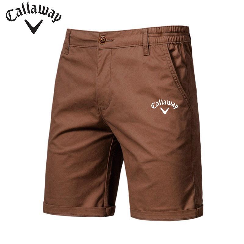 Вышитые летние хлопковые однотонные шорты Callaway для мужчин, высококачественные повседневные деловые пляжные шорты с эластичной резинкой на талии