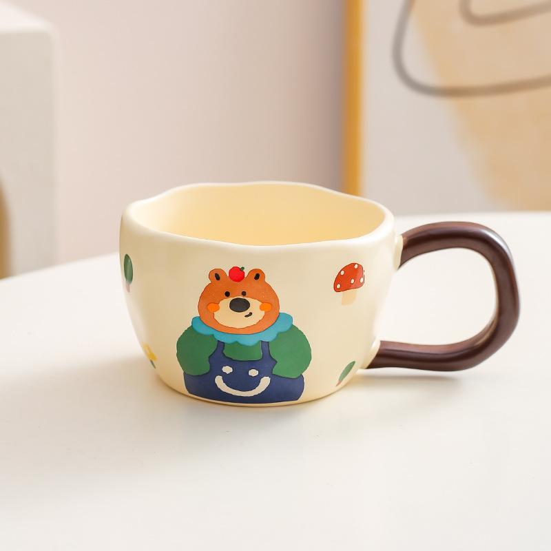 Cute Ceramic Cup Cartoon Mug Home Boys and Girls Ceramic Water Cups Couple Coffee Cup Breakfast Cup