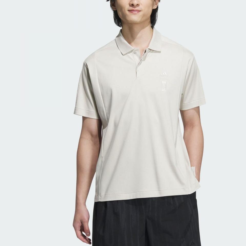 Adidas Сплошной цвет, повседневная тренировочная рубашка-поло с короткими рукавами, мужские топы, бежевый JE6666