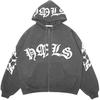 Women Y2K Zip Up Hoodie, Foam Letter Print Hooded Jacket, Loose Long Sleeve Street Sweatshirt