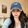 Корейская версия нишевой кружевной бейсболки для женщин с открытым лицом, маленькая милая и симпатичная трехмерная жемчужная бантовая ретро-джинсовая шляпа, лето