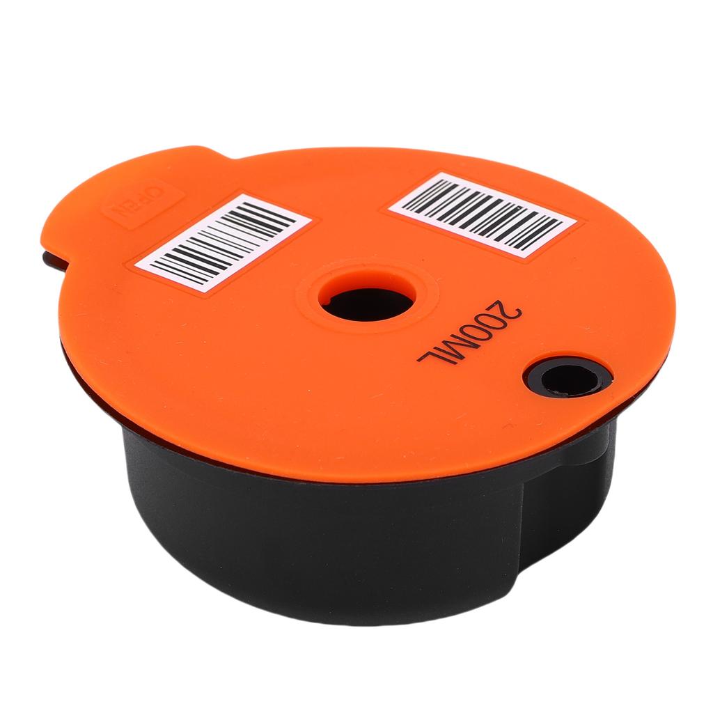 Reusable Coffee Pod PP Refillable Coffee Filter Capsule Cup with 4 Orange Lids Brush and Spoon for Coffee Makers