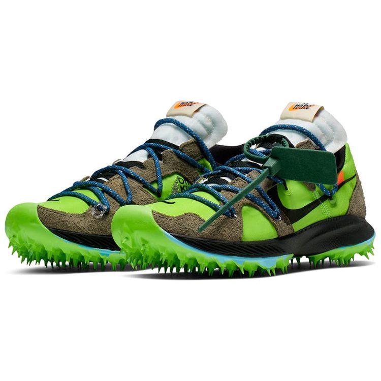 Nike X OFF WHITE Air Zoom Terra Kiger 5 Дышащие Низкие Кроссовки для Трейлраннинга Женские Серый Зеленый CD8179-300