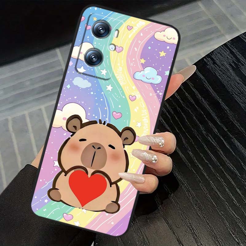 Мультяшная Аниме Капибара Арт Для OPPO Reno 5 6 7 A96 A40 A58 Realme GT A74 A78 Neo2 A74 A78 Find X5 X3 X7 X8 Черный Чехол для Телефона