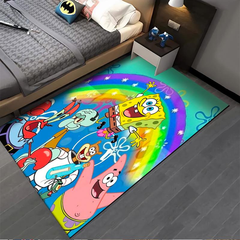 Cartoon Carpet with Rainbow Design for Kids' Room Suitable for use as an anti-slip game mat for living room and bedroom sofas