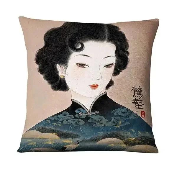 Neoclassical Girl Art Print Decorative Throw Pillow Cover Home Decor Bedroom Room Living Room Sofa Cushion Cover