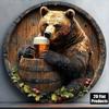 Vintage Bear Beer Round Metal Wall Sign 8x8 Inch Aluminum Plaque Bar Kitchen Home Decor