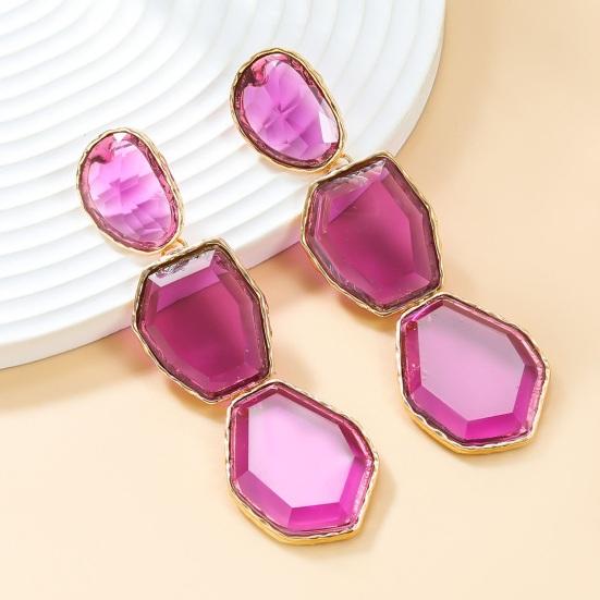 1 пара женских длинных сережек из смолы неправильной геометрической формы, висячие многослойные гладкие гальванические серьги