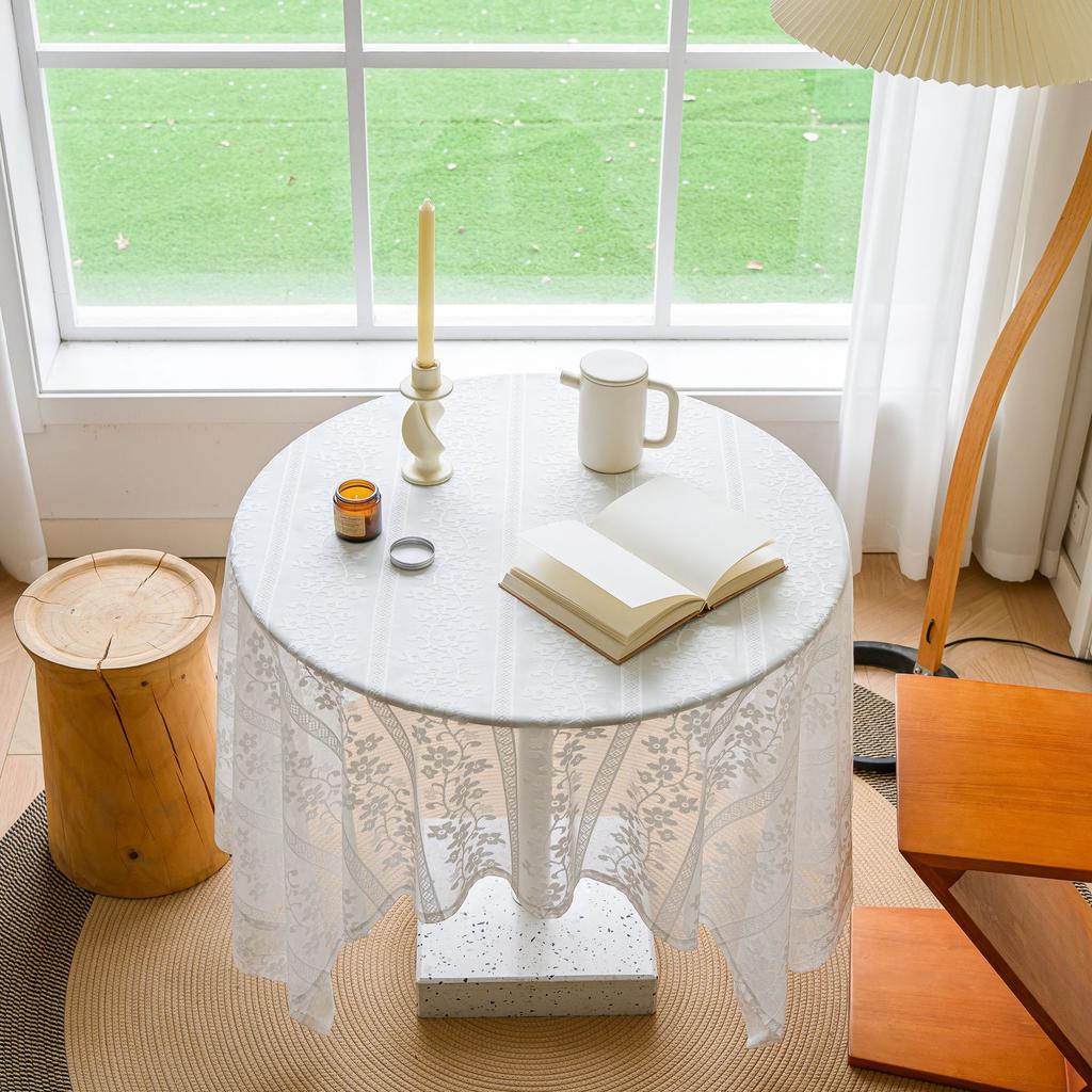 Pure White Lace Dining Table Cloth Type North Pastoral Coffee Table Mat Photo Background Decorative Cover Cloth