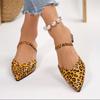 Модные леопардовые сандалии баотоу, новинка осени, с острым носком, мелким вырезом, не скользящие, износостойкие, на блочном каблуке