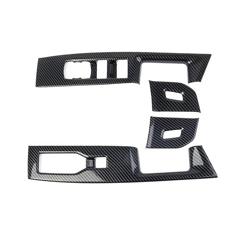 4pcs Carbon Fiber look Front Door Window Switch Panel Cover Trim Interior accessories For Ford F-150 XL/XLT/Tremor -