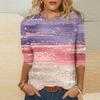 3D Glittery Abstract Printed Top Casual Long Sleeved Women's T-shirts - Soft Medium Stretch Polyester Fabric Spring and Autumn Relaxed Fit Clothing