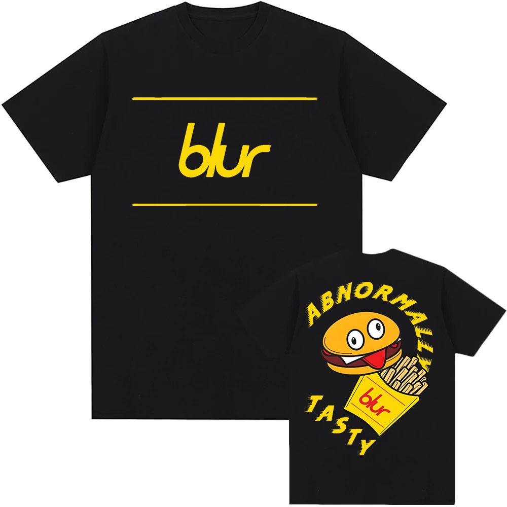 Blur Dan Abnormal Tee Хлопковая футболка с коротким рукавом Мужская Женская Футболки Унисекс Уличная одежда Забавная мультяшная футболка с гамбургерами и картофелем фри