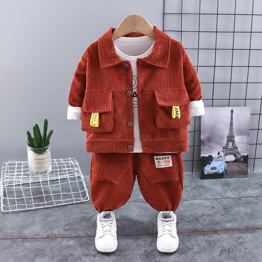 Boys Spring And Autumn Style Stylish Baby Children's Sweatshirt 3-piece Set
