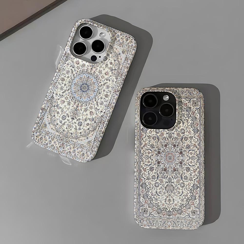 Чехол для телефона с цветочным узором в персидском стиле для iPhone 16 15 14 13 12 11 Pro Max X XS XR XSMax 7 8 Plus Глянцевая пленка Жесткий ПК-чехол