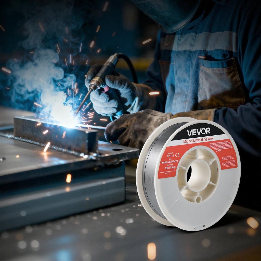 Flux Core MIG Welding Wire, E71T-11 0.9mm 4.5kg, Gasless Mild Steel Welding Wire with Low Spatter for All Position Arc Welding, Self-Shielded for