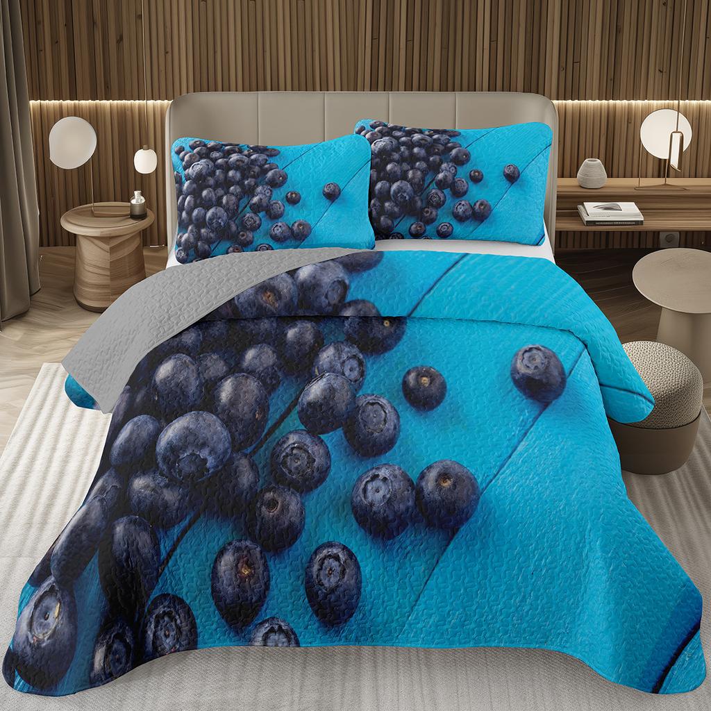 Покрывало с черникой размера кинг, твин, Гавайское летнее тропическое фруктовое покрывало для декора комнаты мальчика/девочки, Двустороннее стеганое постельное белье