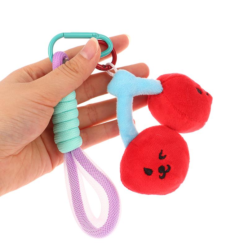 1Pc Cute Plush Cherry Keychains Funny Expression Car Keys Keychains Korean Style
