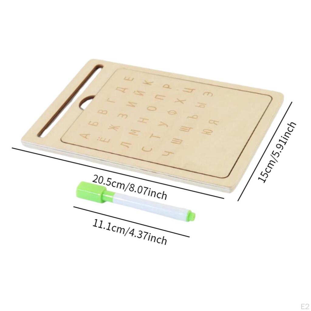 Деревянная доска для прописи букв Инструмент для практики письма Русский алфавит для обучения письму