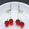 1 пара сережек «Красная вишня-череп» с подвесными кольцами, готические акриловые серьги для Хэллоуин-вечеринки, мужские и женские ювелирные подарки