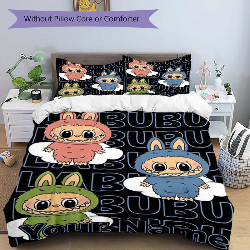 Bunny Fun Club Custom Name Text Print 1Pc Bedding Set Duvet Cover With Two Pillowcases Soft Bed Linen For Household Bedroom