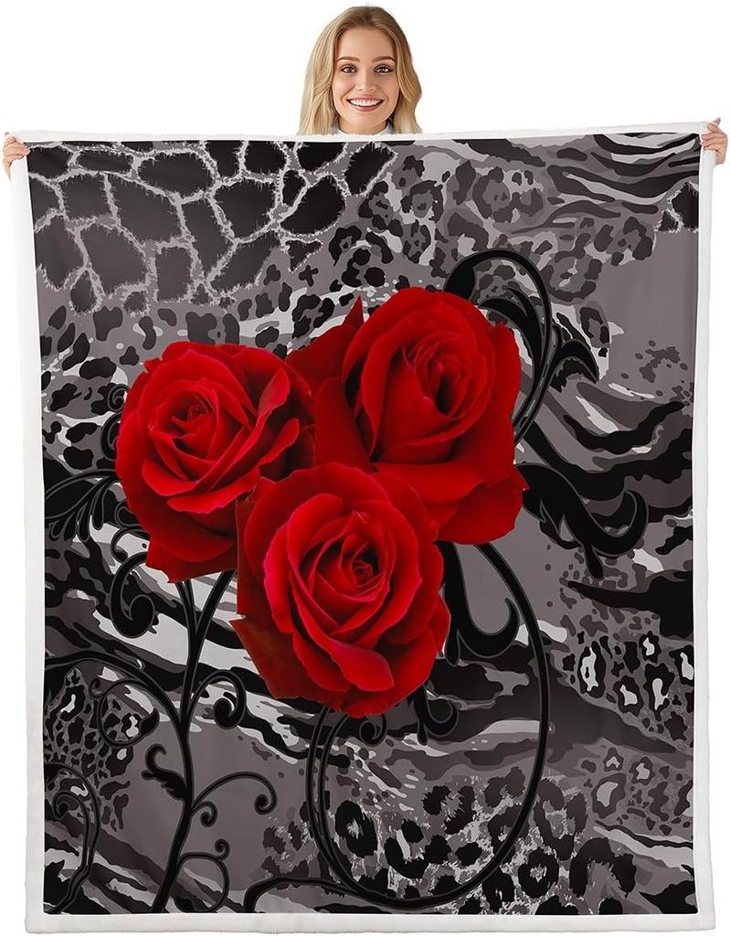 GUOYU Blanket Peach Blossom Throw Blanket Red Sun Fleece Blanket Pink and Teal Mountain Bed Blanket for Couch or Bed Japanese Style