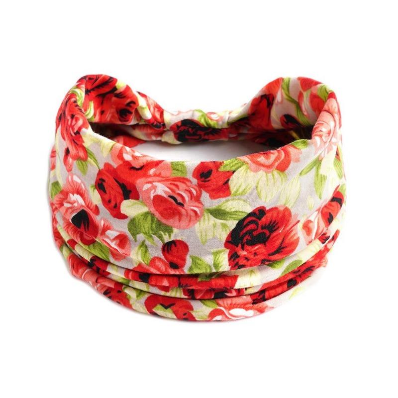 New Boho Cotton Wide Headband for Women Cashew Leopard Flower Print Turban Headwrap Knot Hairband Bandana Girls Hair Accessories