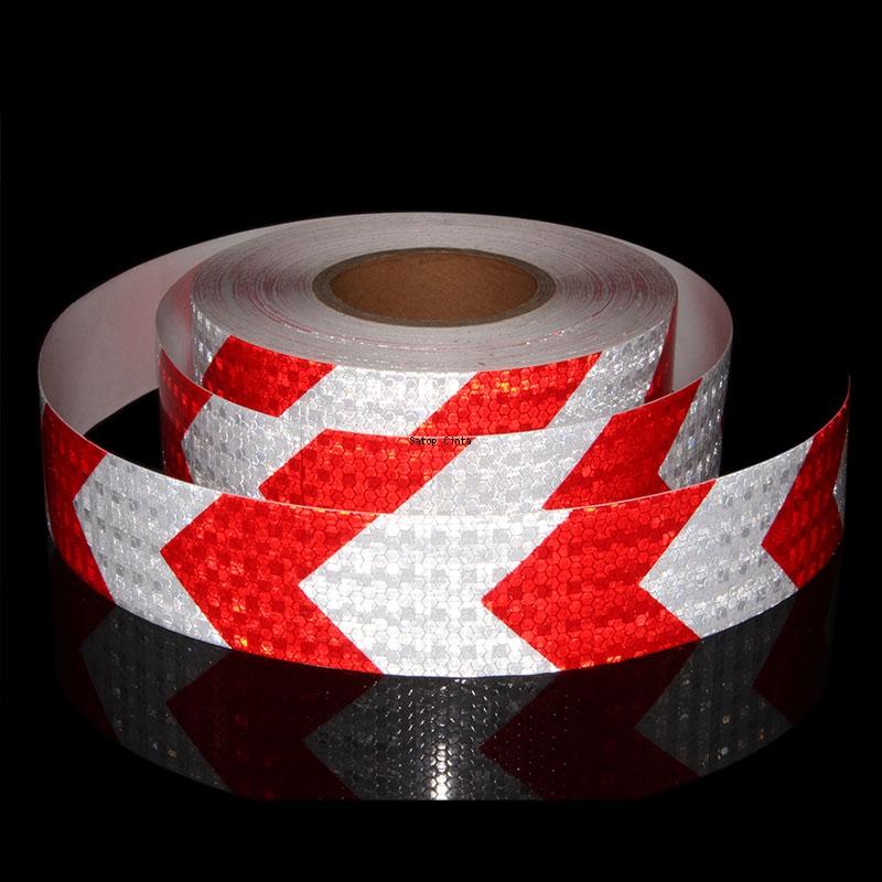 5cm*50m High Visibility Reflective Tapes Arrow White-Red Yellow-Black Waterproof Adhesive Strips Conspicuity Safety Car Stickers