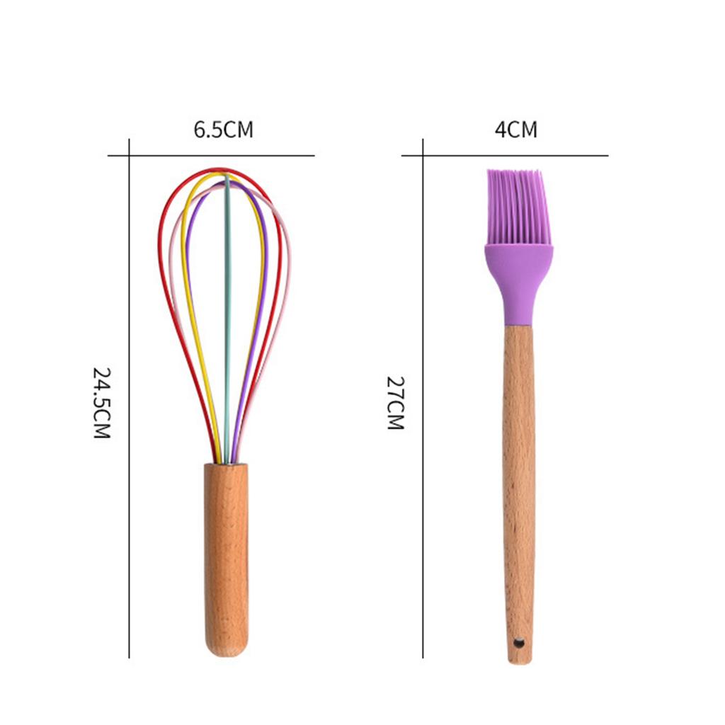 12 шт. Набор кухонных принадлежностей Силиконовый Цветная Деревянная Ручка Набор кухонных принадлежностей для готовки Цветной