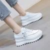 Women Shoes Genuine Leather Platform Wedge Shoe Chunky Sneakers White Casual Shoes Comfortable Breathable Spring Autumn Shoes