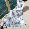 2023 Summer Sleeveless Milk Silk Sundress: Slim, Long Beach Holiday Dress with Round Neck.