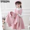 Костюм для девочек, осенне-зимнее платье, комплект, пальто + платье, милое милое платье принцессы в стиле ретро в английском стиле, облегающее платье трапециевидной формы, сохраняющий тепло, топ с длинными рукавами